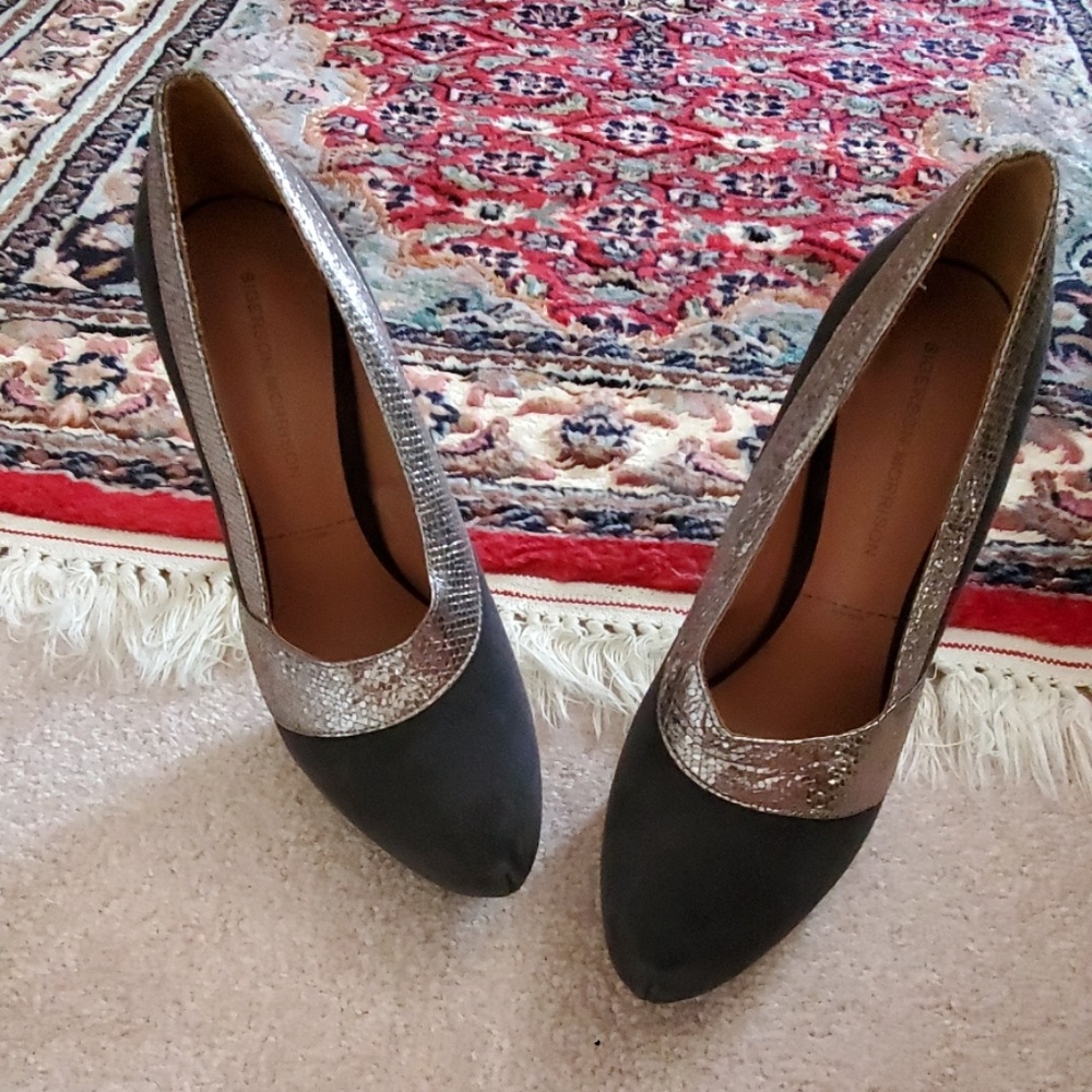 Sigerson Morrison Suede and metallic stiletto pumps